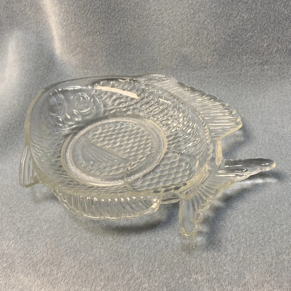 2-Glass Fish Appetizer Plate 1950's Brazil (Set of two)